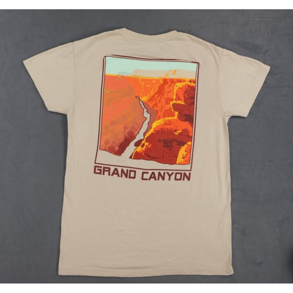 Bowery Supply Co Grand Canyon T Shirt Mens Small Tan Beige National Park Graphic